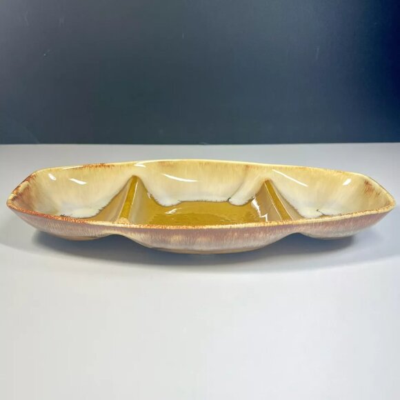 Dryden Pottery Drip Glaze Divided Serving Dish Relish Trinket Tray Ozarks Ark - Picture 5 of 11